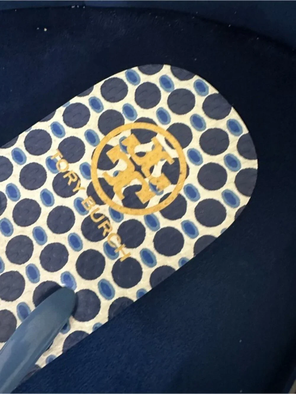 Tory Burch Blue Polka Dot Logo Flip Flops Thong Sandals Women’s Size 9